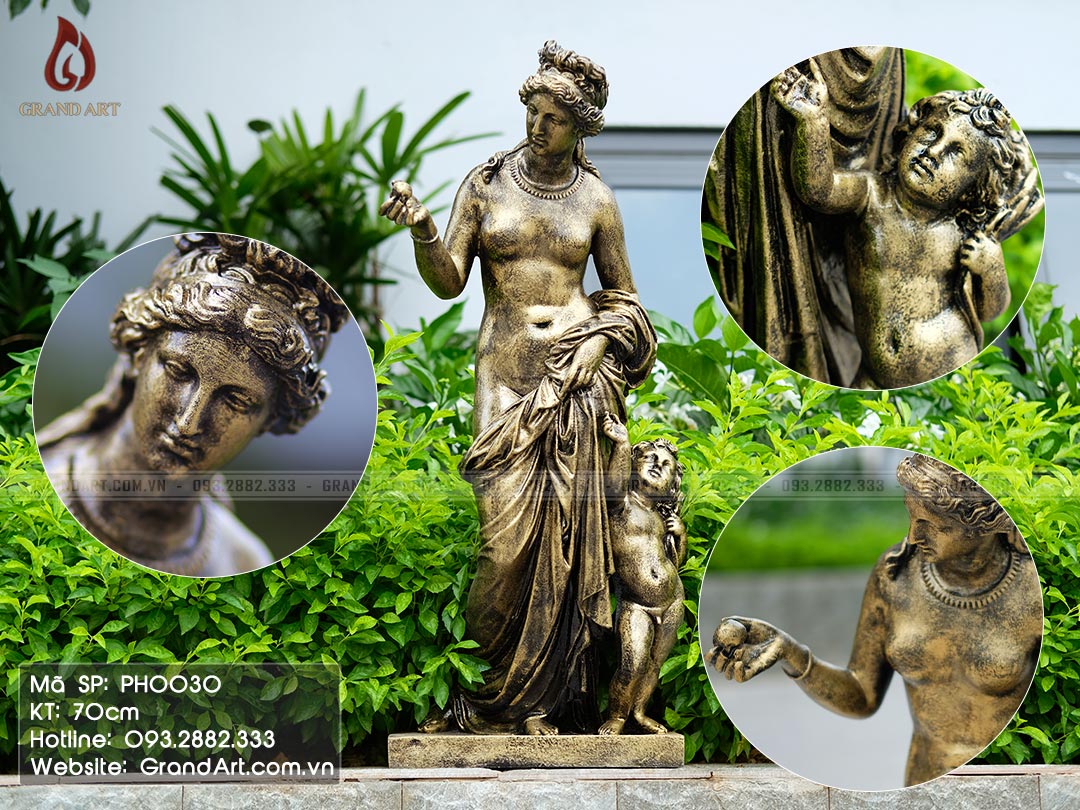 tượng thần Venus bằng composite cao 70cm màu đồng giả cổ
