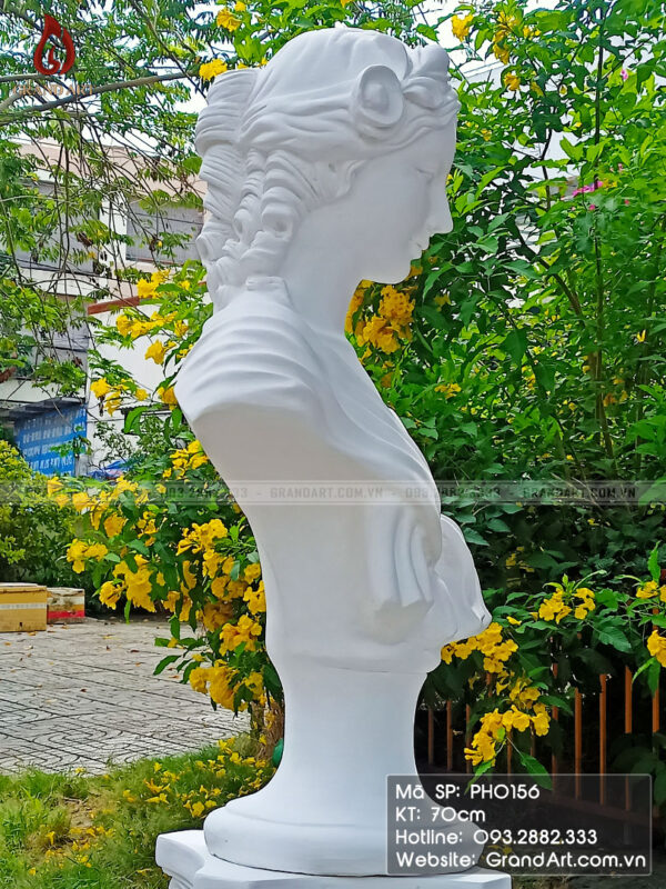 tượng bán thân - đầu tượng thạch cao cô gái hoa hồng cao 70cm