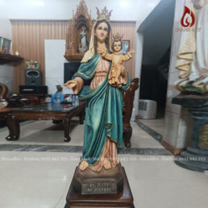 Tượng Đức Mẹ bằng composite vẽ màu giả cổ cao 1m