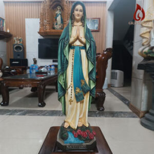 Tượng Đức Mẹ Lộ Đức bằng composite vẽ màu giả cổ cao 80cm