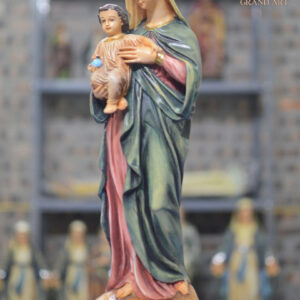 Tượng Đức Mẹ Bế Chúa Bằng Composite Vẽ Màu Giả Cổ Cao 40cm