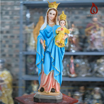 tuong-me-be-chua-cao-60cm-son-thuong Tượng Đức Mẹ Bế Chúa Bằng Composite Sơn Màu Cao 60Cm