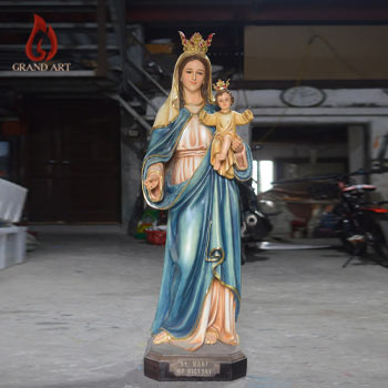 tuong-me-be-chua-ve-mau-cao-1m2 Tượng Đức Mẹ Bế Chúa Bằng Composite Cao 1m2