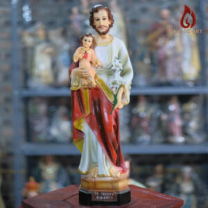 Pho Tượng Thánh Giuse Bế Chúa Bằng Composite Sơn Màu Cao 50Cm
