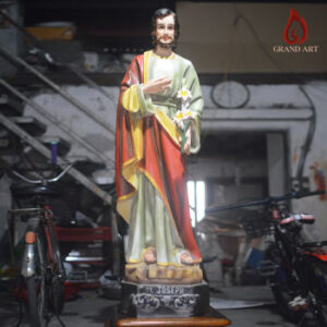 Tượng Thánh Giuse Cầm Hoa Huệ Bằng Composite Sơn Màu Cao 100Cm