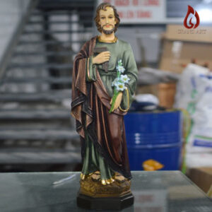 Tượng Thánh Giuse Cầm Hoa Huệ Bằng Composite Cao 60Cm Vẽ Giả Cổ