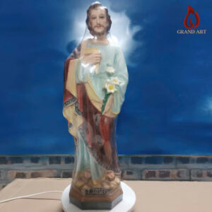 Tượng Thánh Giuse Cầm Hoa Huệ Bằng Composite Sơn Màu Cao 80Cm bền, đẹp