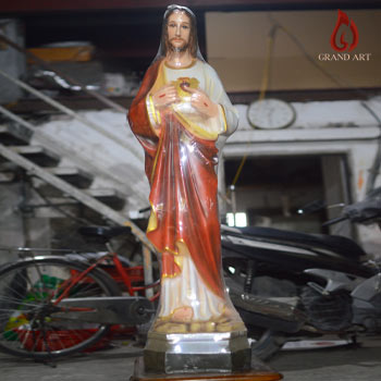 tuong-chua-trai-tim-bang-composite-cao-1m-son-thuong Tượng Trái Tim Chúa (Thánh Tâm Chúa Giê-su) Cao 1m Đẹp, Giá Rẻ