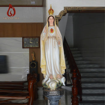tuong-me-fatima-cao-1m8-son Tượng Đức Mẹ Fatima Bằng Composite Cao 1m8 Sơn Màu Đẹp, Trang Trọng