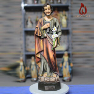 Tượng Thánh Giuse Hoa Huệ Bằng Composite Cao 50cm Vẽ Màu Giả Cổ