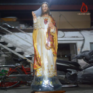 Tượng Trái Tim Chúa (Thánh Tâm Chúa Giê-su) Bằng Composite Cao 1m1 Sơn Màu Đẹp Bền